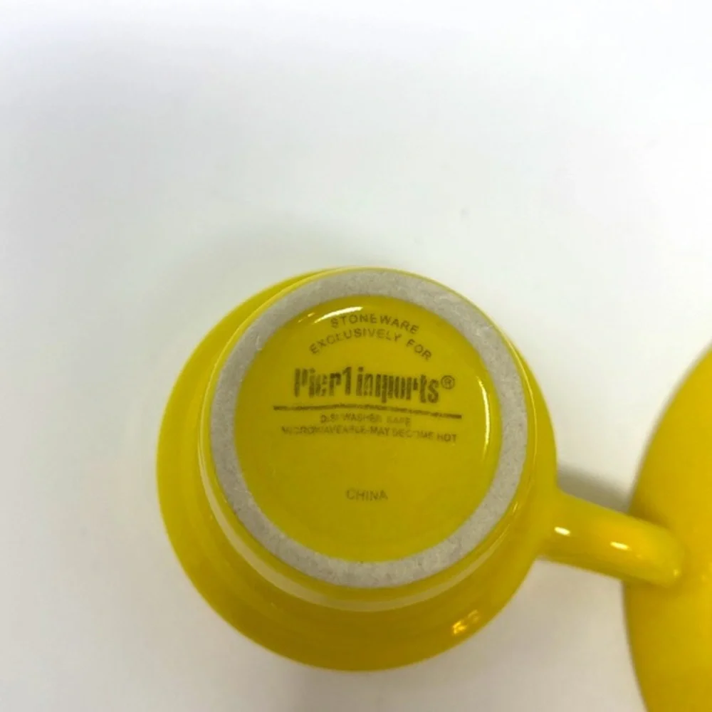 Pier 1 Imports Yellow Stoneware Espresso Cup & Saucer Set